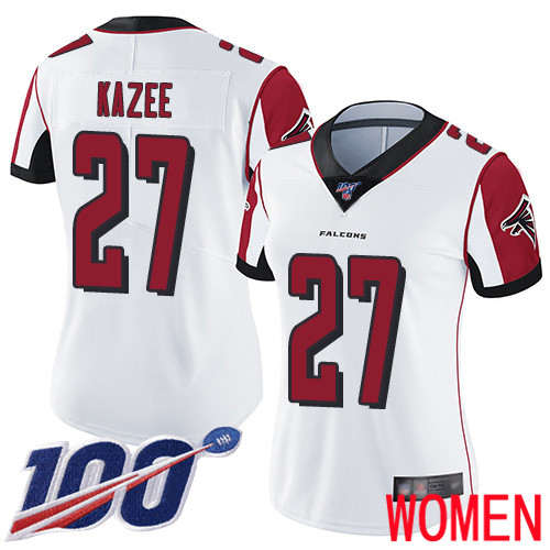 Atlanta Falcons Limited White Women Damontae Kazee Road Jersey NFL Football 27 100th Season Vapor Untouchable